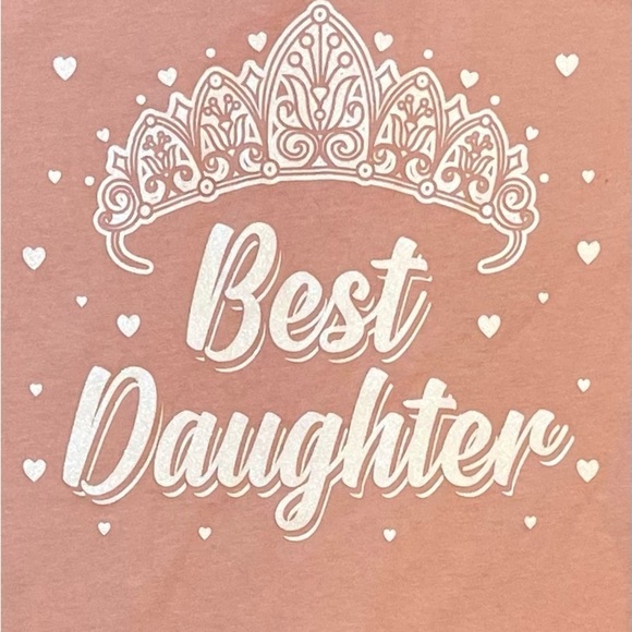 Children’s Place pink graphic tee that says Best Daughter Sz L (10/12 - Picture 2 of 3